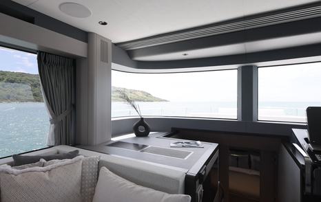 Sirena 48 saloon seating beside large side windows