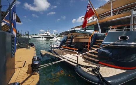 Superyachts berthed at Superyacht Miami exhibit