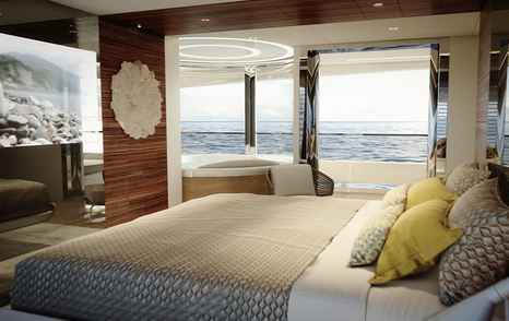 Rendering of Tankoa T55 Sportiva superyacht master cabin