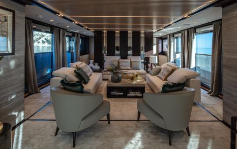 The interior of an ISA luxury yacht