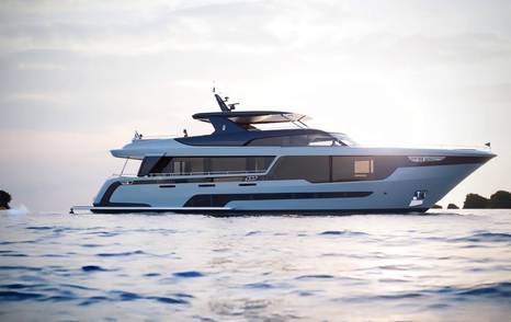 Rendering of Project Berlin superyacht under way 