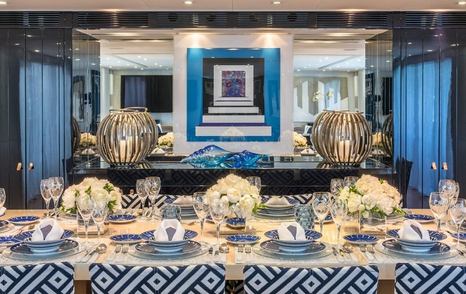 Baglietto motor yacht Lucky Me Yacht Academy main saloon dining area 