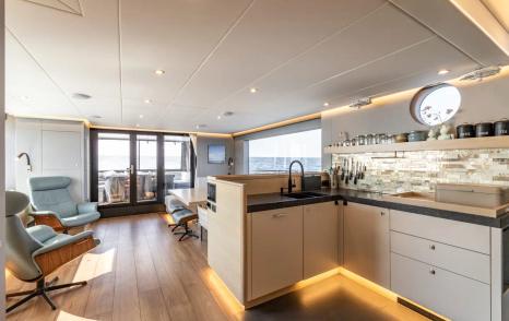 Steeler Ocean Explorer 72 yacht main saloon galley 
