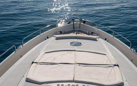 Motor Yacht Harrys Game's foredeck with sunpads