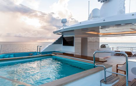 Superyacht Asia's sundeck with main pool