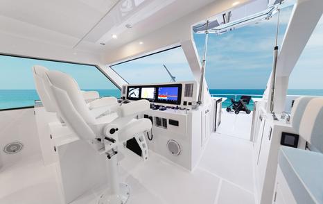 Horizon PC68A catamaran helm station with foredeck access 