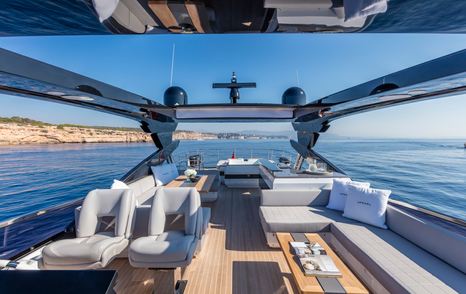 flybridge deck on a Pearl 80 yacht