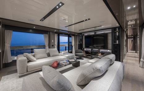 Columbus Atlantique 38M Superyacht Principessa Capricciosa main saloon with mounted TV 
