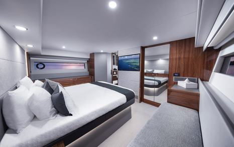  Double bed in cabin on Maritimo M60