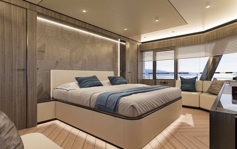 Rendering of Antonini Navi XPD95 Motor Yacht master cabin