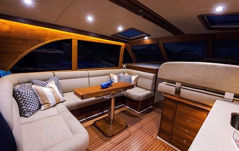 Classic yacht interior on Grand Banks 44 Eastbay