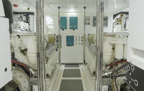 Riviera-78-Motor-Yacht-Enclosed-Bridge-Deck-Review-engine-room
