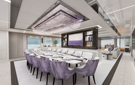 Rendering of Superyacht Al Reem main saloon dining area