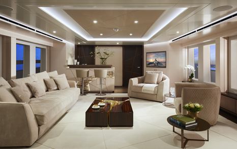 Sofa and comfortable seating in lounge on Heesen superyacht ARKADIA