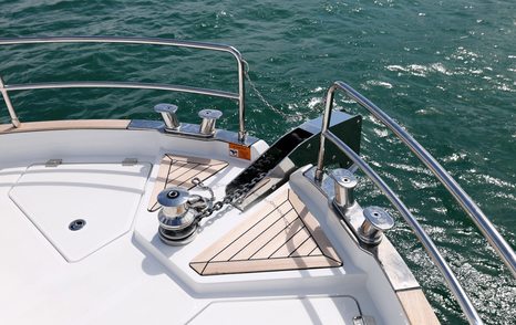 Sirena 48 foredeck anchor gear with windlass and bow roller