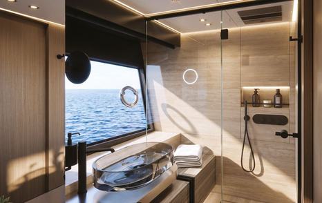 Rendering of ICONA 70 motor yacht cabin ensuite