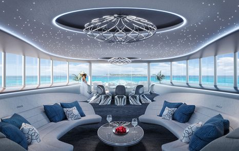 Rendering showing lounge area on Unique 71 superyacht concept