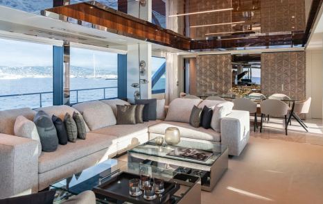 Superyacht Elysium I main saloon L-shaped sofa