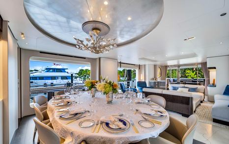 Superyacht One & Only main saloon dining table 