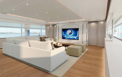 Benetti yacht Lumina sky lounge with large windows 