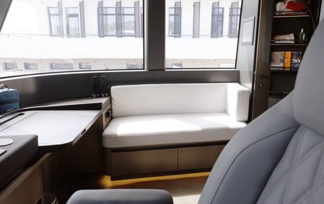 Sirena 118 bridge bench seating behind the helm station