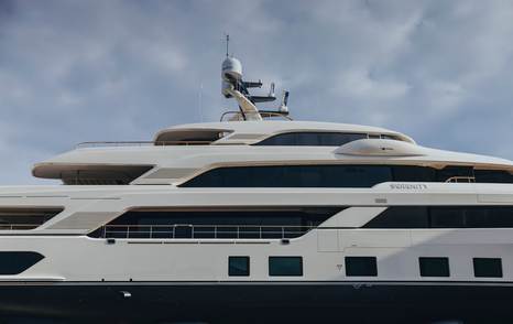 Close up of Superyacht Serenity II superstructure 