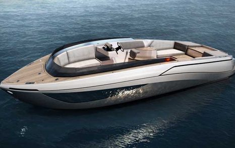 Sideview CGI rendering of Nerea Yachts NY24 Limo, surrounded by sea