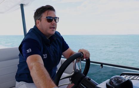 Sirena 48 flybridge helm during YachtBuyer sea trial