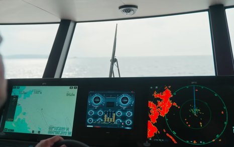 Princess X90 Motor Yacht helm dashboard while under way on sea trials 