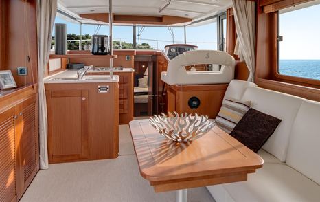 Trawler yacht salon on a beneteau Swift Trawler 44