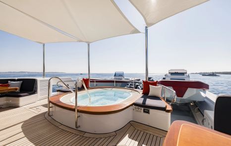 Superyacht Olympus upper deck jacuzzi and canopy 