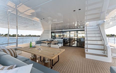 GranOcean W-72 Open catamaran aft deck dining area 