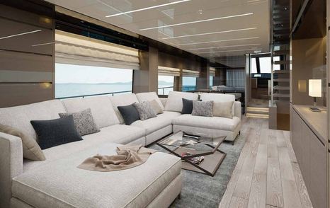 Motor yacht Alhambra I saloon U-shaped white sofa