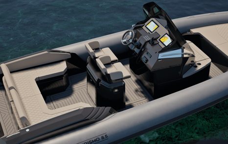 Lomac Turismo 8.5m RIB helm station and U-shaped seating 