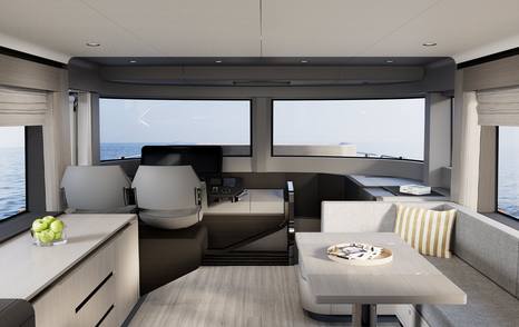 Rendering of Sirena 60 motor yacht interior helm station