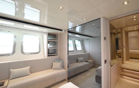 Sanlorenzo-SX76-Review-owner-cabin-mirror-TV