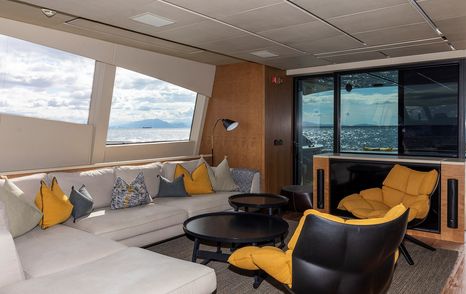 Pershing 108 superyacht Grace salon seating area 