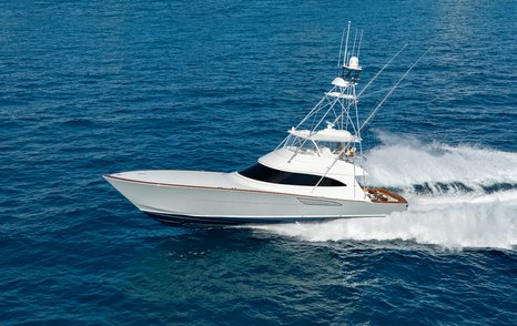 Viking 74C sportsfisher yacht under way 