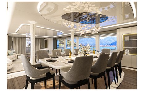 Rendering of Bilgin Yachts Superyacht Camila's interior dining area