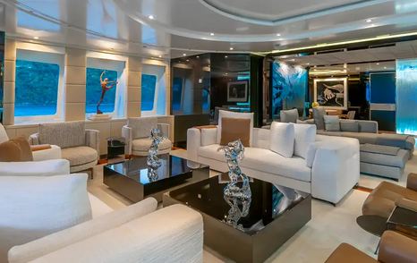 Abeking & Rasmussen superyacht Scott Free sky lounge with white sofas 