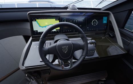Fairline Targa 58 GTO central helm with triple Garmin navigation displays