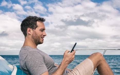 relaxing on a yacht with good data and connectivity