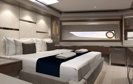 Double bed in cabin on Sunseeker 88 Yacht