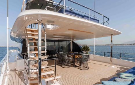 Superyacht Renewal 3 aft deck with al fresco dining