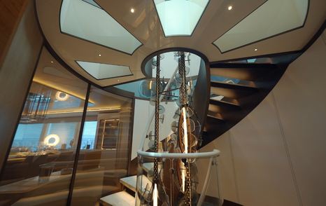 Superyacht Camila spiral staircase
