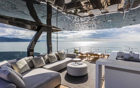 Motor Yacht Sokny shaded seating area 