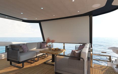 Absolute Navetta 58 yacht aft deck lounge 