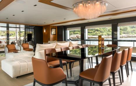 Motor Yacht Sairu main saloon dining area 