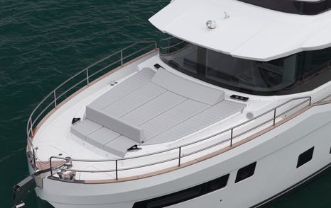 Sirena 48 foredeck lounge viewed from above