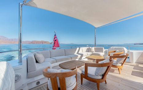  Superyacht Rochade aft shaded seating area